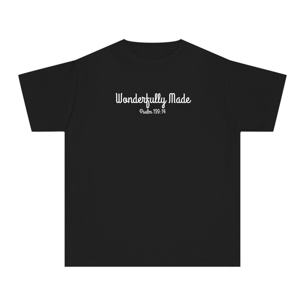 Wonderfully Made Psalm 139:14 Girls Black T-Shirt