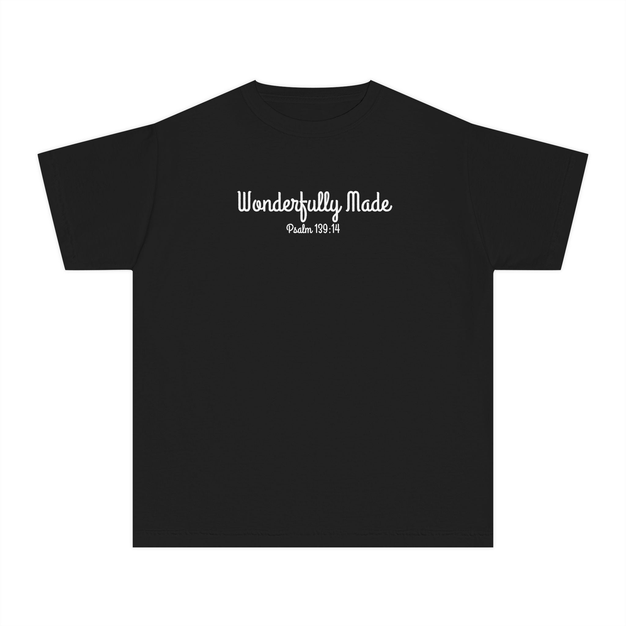 Wonderfully Made Psalm 139:14 Girls Black T-Shirt