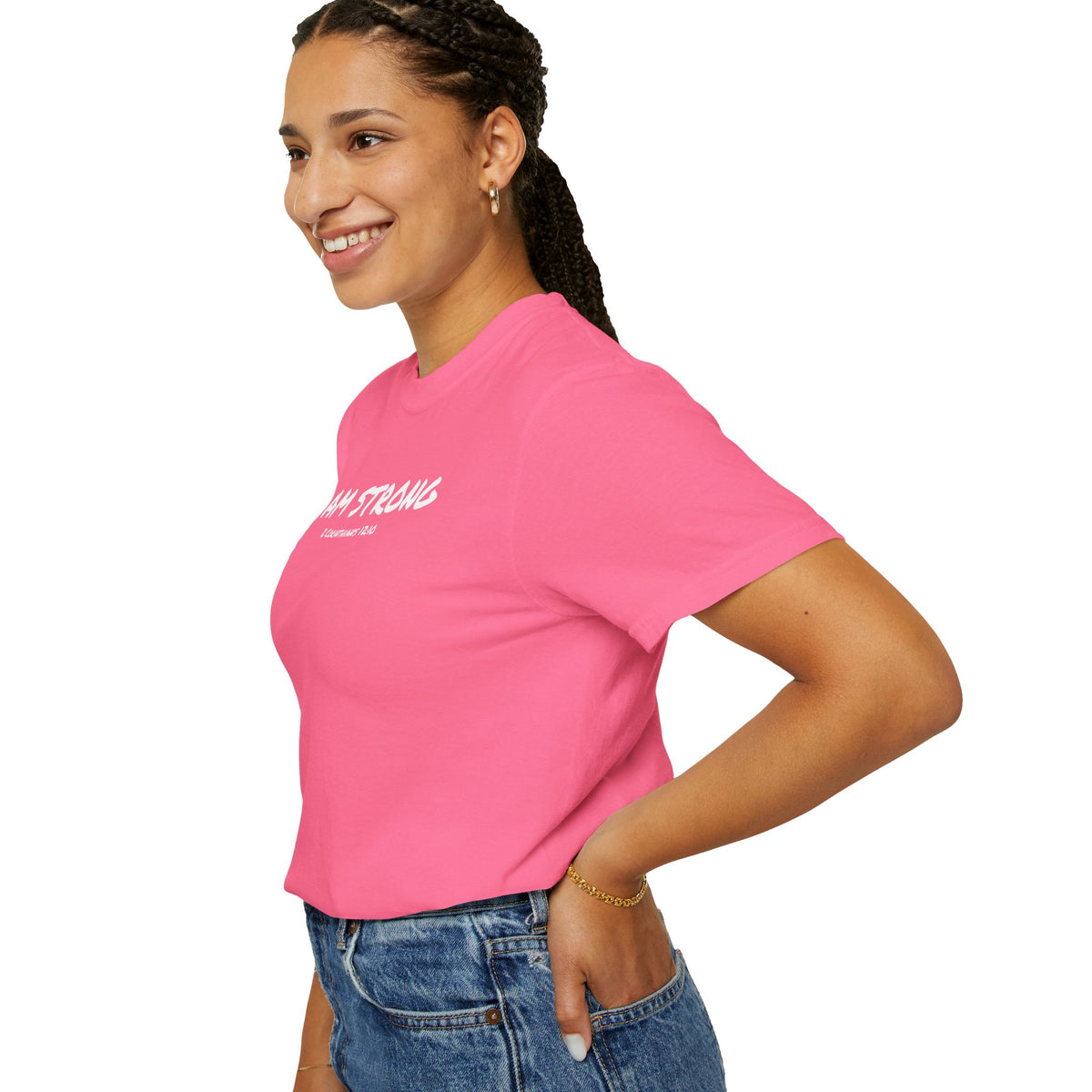 I Am Strong 2 Corinthians 12:10 Women's Breast Cancer Awareness T-shirt