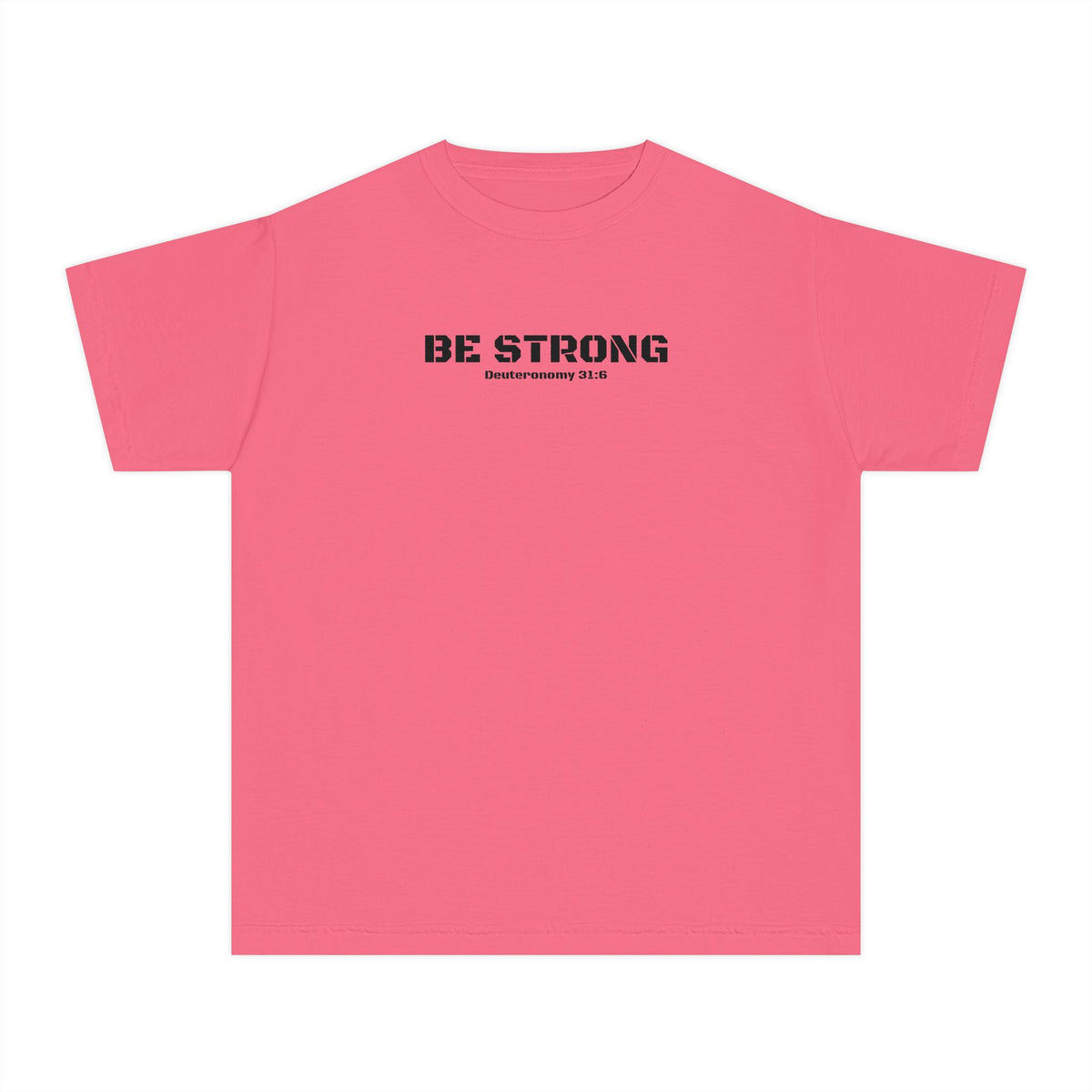Be Strong Deuteronomy 31:6 Boys Breast Cancer Awareness T-Shirt