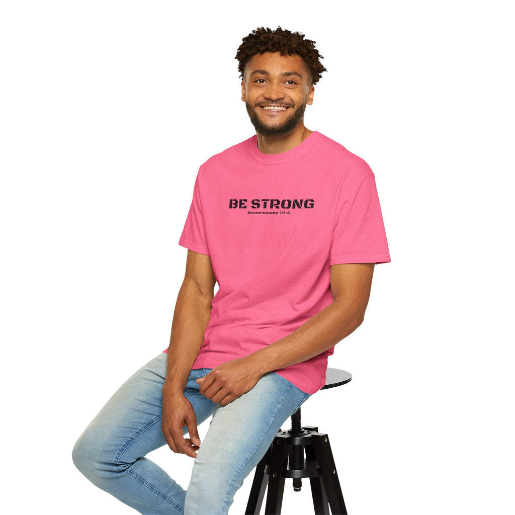 Be Strong Deuteronomy 31:6 Men's Breast Cancer Awareness T-shirt