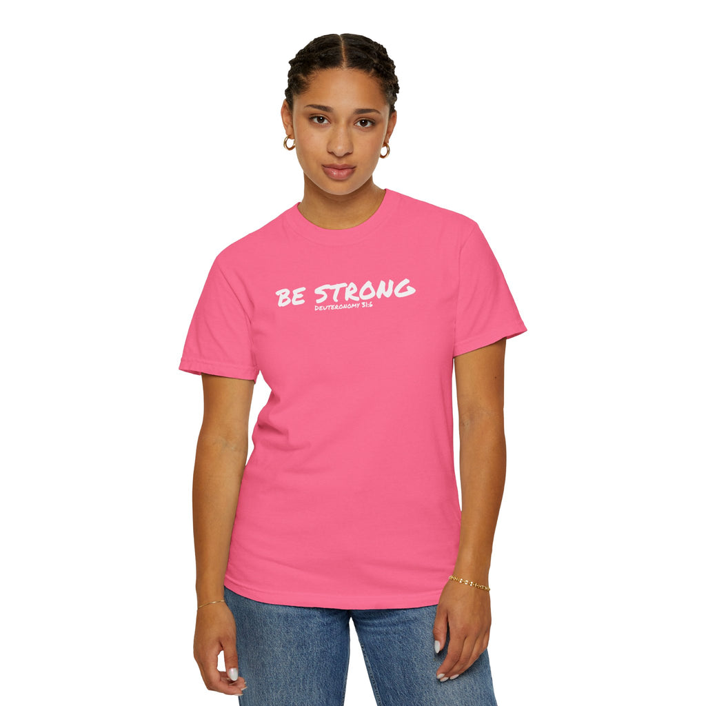 Be Strong Deuteronomy 31:6 Women's Breast Cancer Awareness T-shirt