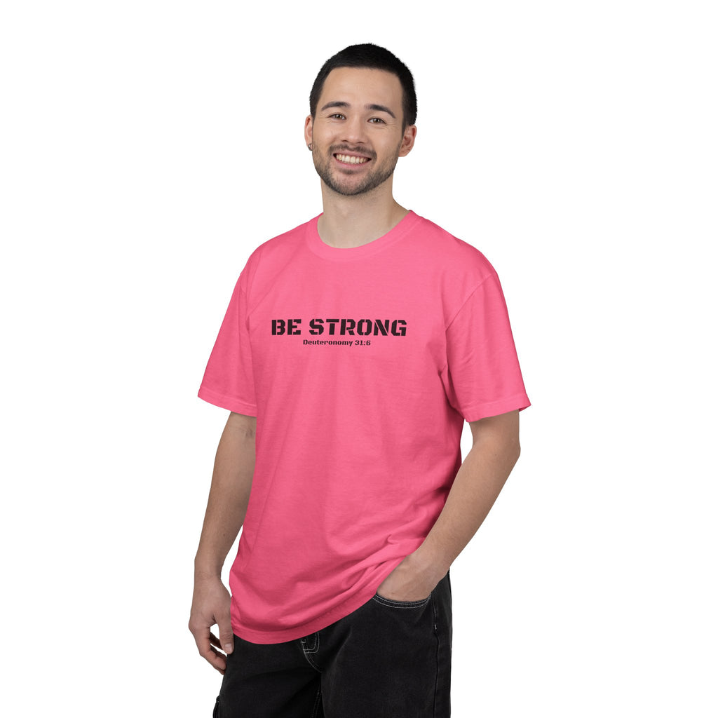 Be Strong Deuteronomy 31:6 Men's Breast Cancer Awareness T-shirt